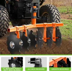 1Pair 28″ Heavy-Duty Disc Plow Harrow with Universal 2″ Hitch Adjustable Height