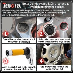 Wheel Lock Nut Key Socket 27mm/25mm for Audi Anti-Theft Lug Nut Removal Tool