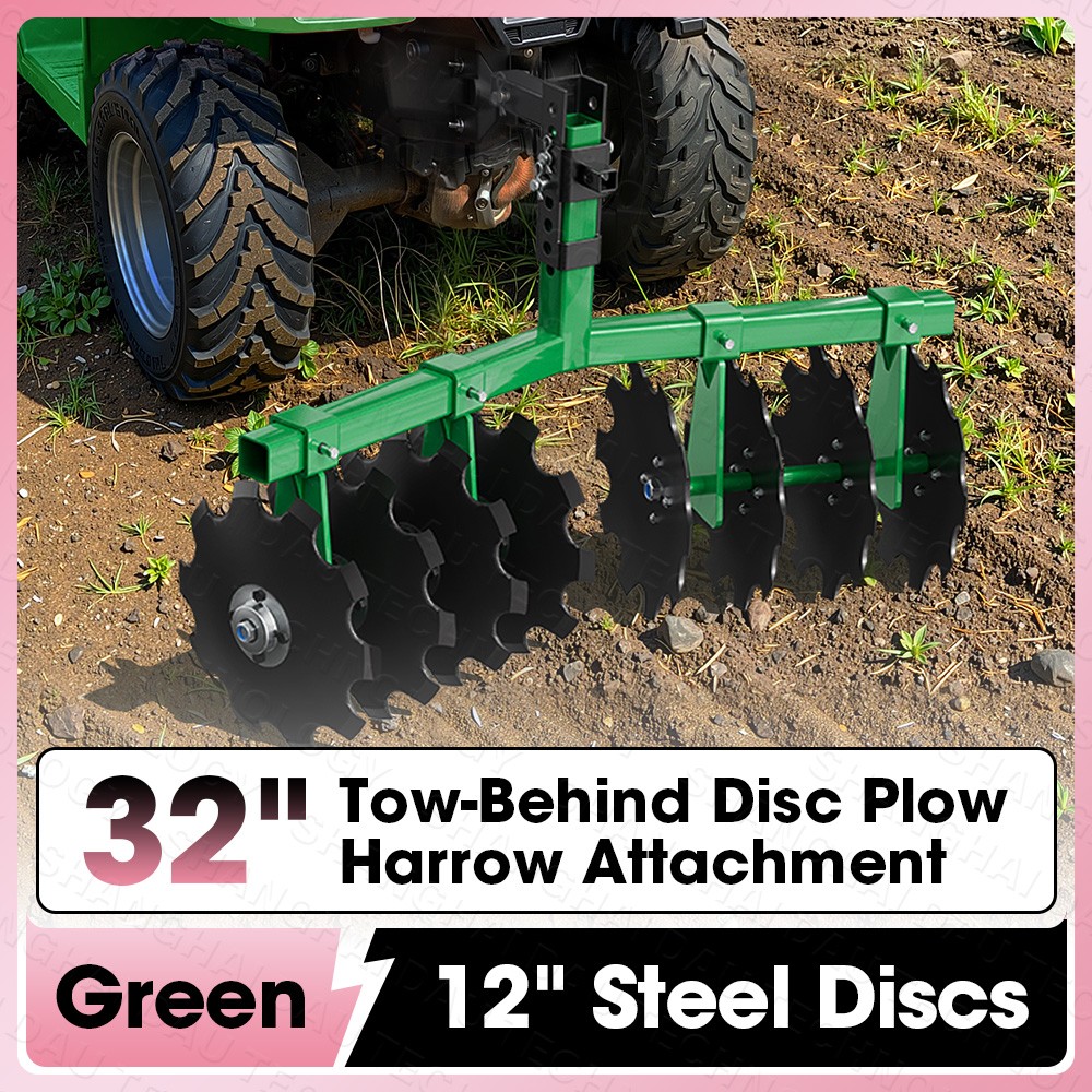 Heavy Duty ATV/UTV Disc Plow Harrow W/ 32″ Cut Width & 2″ Receiver Hitch Attach