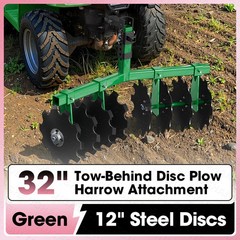 Heavy Duty ATV/UTV Disc Plow Harrow W/ 32″ Cut Width & 2″ Receiver Hitch Attach