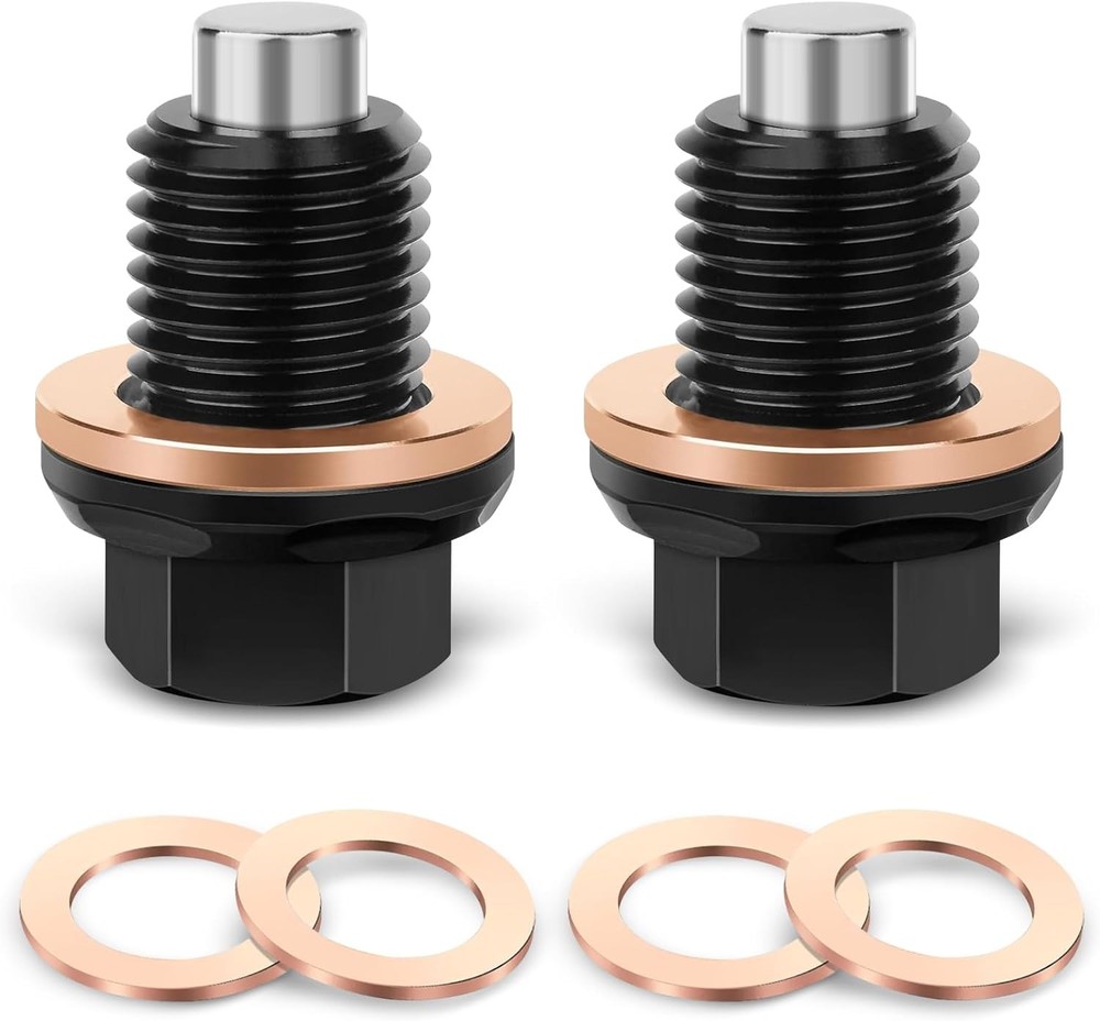 M14x1.5 Magnetic Oil Drain Plug and Nut Kit, Aluminum Alloy with 4 Red Copper Cr