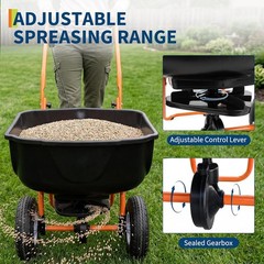 70 LBS Lawn Broadcast Spreader Walk Behind Push 0-10ft Spreading Width Capacity