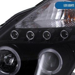 2003-2005 Nissan 350Z LED Dual Halo Halogen Projector Headlights Black Smoke