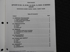 INTERNATIONAL NAVISTAR Spicer S100 S135 S150 S230 Rear Axles Service Manual NRMT