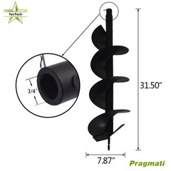 8″ Earth Auger Drill Bits for Gas Powered Post Fence Hole Digger Cast Steel 3/4″
