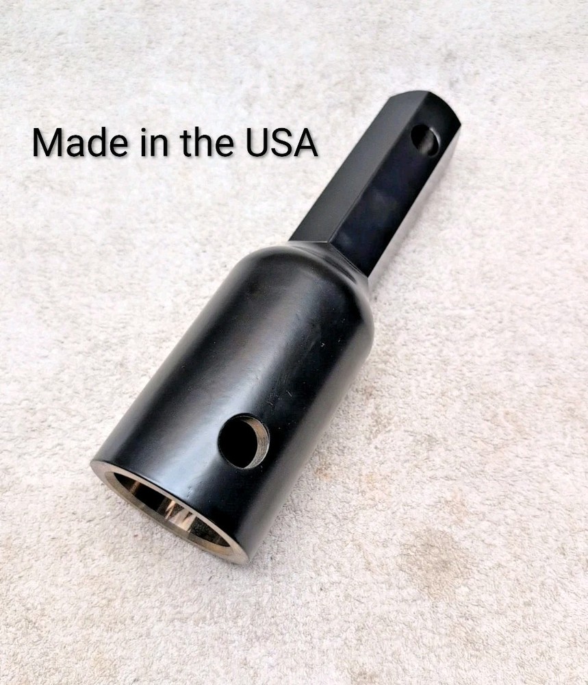 Auger Adapter Conversion Heavy Duty 2-9/16 inch Female Round to 2″ Male Hex