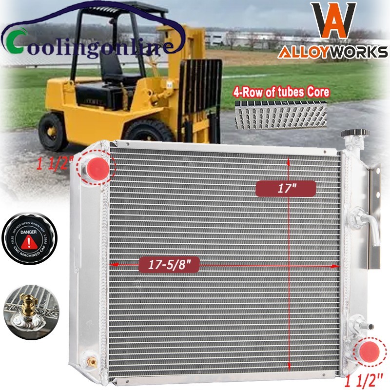 4-Row Aluminum Forklift Radiator For Hyster H40XL H45XL C177 GM 3.0L #1329169