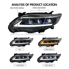 New Custom Headlight For 2011-2026 Toyota Corolla Sedan Hatch L LE SE XLE XSE
