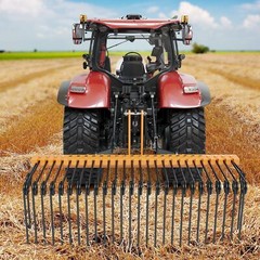 📶60″ Pine Straw Needle Rake Fit for Cat0 Cat1 Cat3 Tractors 3 Point Straw Rake