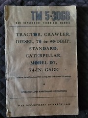TM5-3068 War Department Technical Manual Tractor Diesel Caterpillar Rare 1945