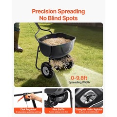 Uimoso Walk-Behind Push Spreader,60lbs Capacity,Adjustable 0-9.8 ft Spread Width