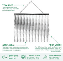 ATV/UTV 4 X 4 Feet Baseball Field Drag, Lawn Leveling Steel Mesh Heavy Duty Surf