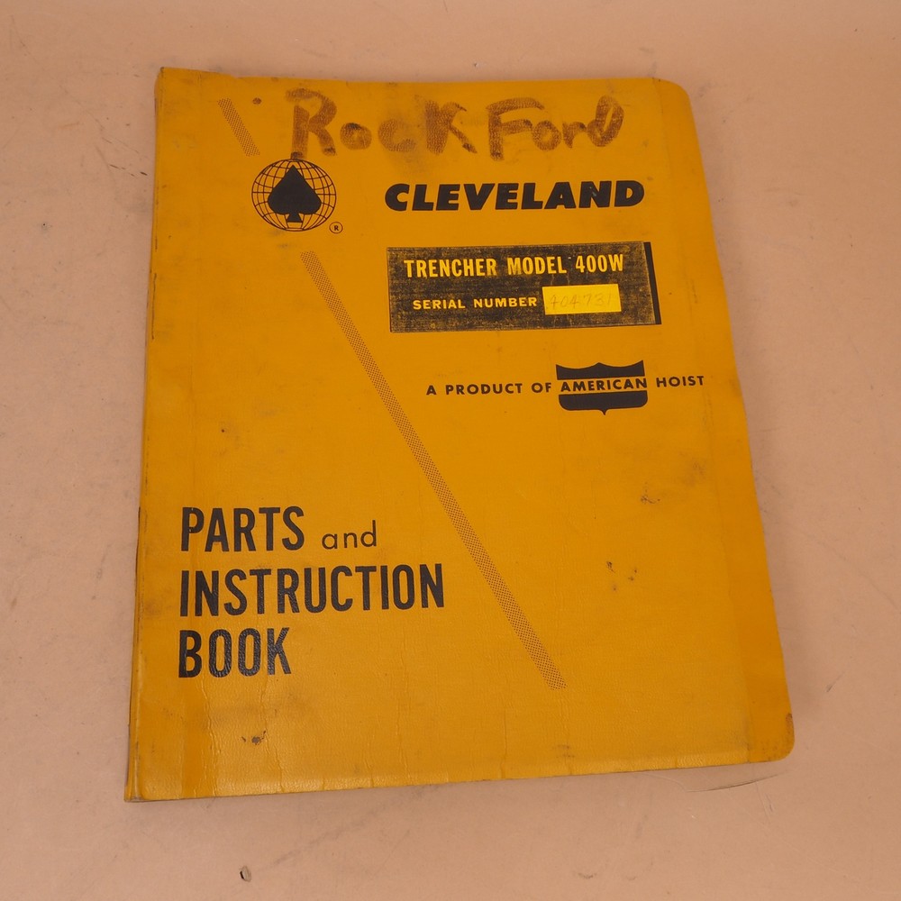 Cleveland Trencher Model 400W Parts Instruction Book Manual