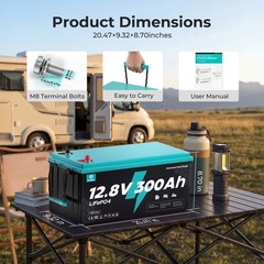 12V 300Ah LiFePO4 Battery Deep Cycles 3840Wh 200A BMS for RV Solar Home Boat
