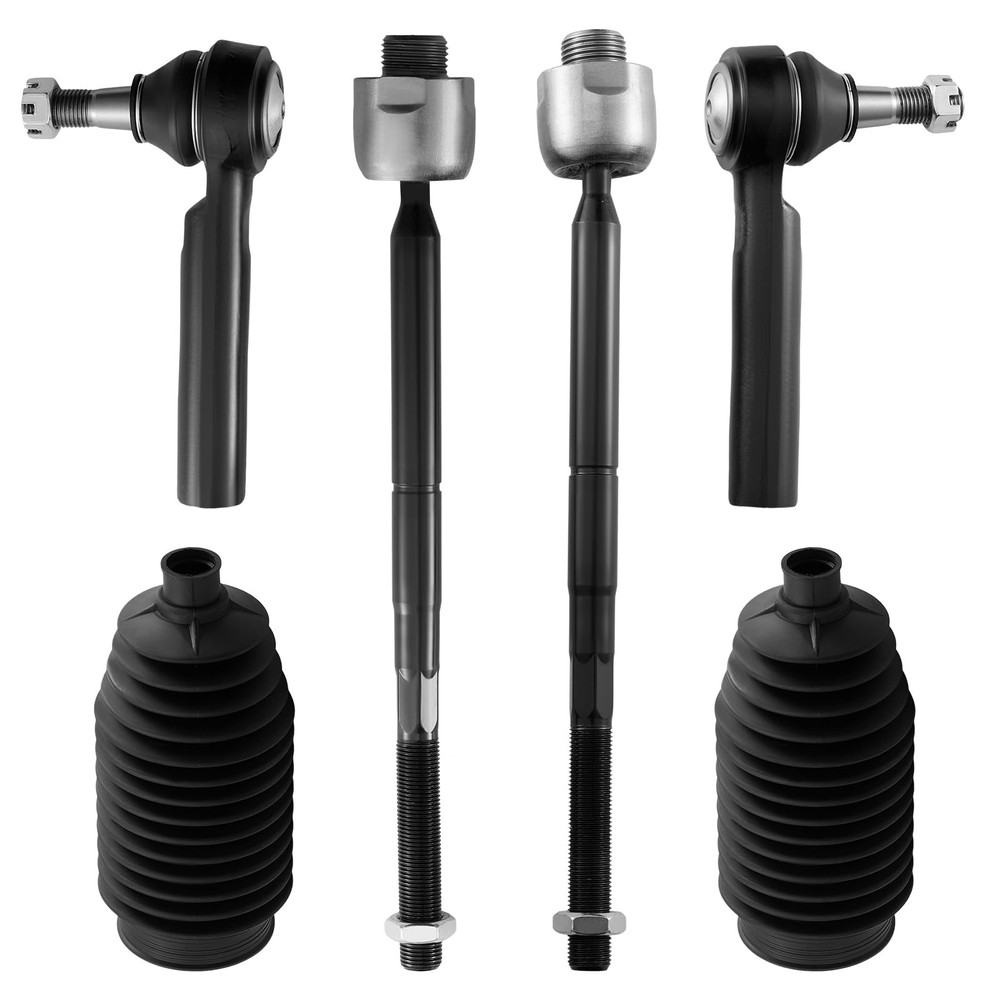 BDFHYK 6pcs Front Inner & Outer Tie Rod Ends Kit w/Tie Rod Boots Compatible
