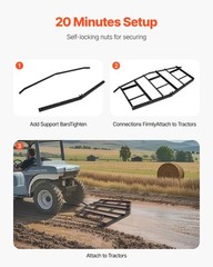 VEVOR Drag Harrow 84″ Width Tow Behind Drag Harrow Steel Gravel Grader ATV UTV
