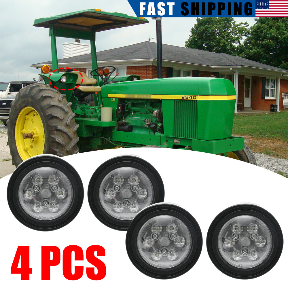 4PC LED Flat Top Fender Lights for John Deere 2640,2750,2755,2840,2940,2950,3010