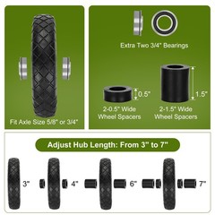 Pontuss Upgraded 16″ Flat Free Wheelbarrow Wheels and Tires, 16 inches, black