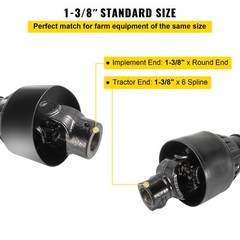 VEVOR PTO Shaft PTO Driveshaft 1-3/8″ 6 Spline/Round T4 Black 30-39″ for Tractor
