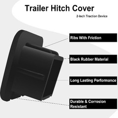 2 Inch Trailer Hitch Cover Black Rubber Tow Receiver Tube Plug Cap Fits for Any