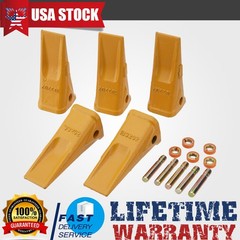 5X 1U3202 Bucket Teeth with 5Pins 8E6208 Retainers 8E6209 for J200 Series