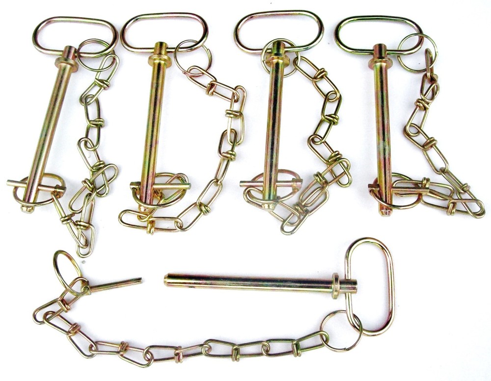 5 GOLIATH INDUSTRIAL 3/8″ TRACTOR PINS SAFETY CHAIN WAGON TRAILER HITCH HP38WC