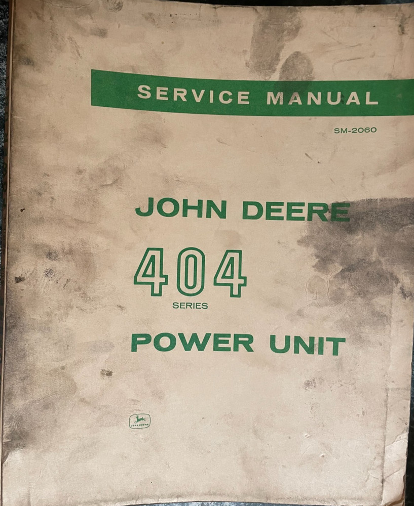 John Deere 404 Series Power Unit Service Manual SM-2060 from 1967, VG