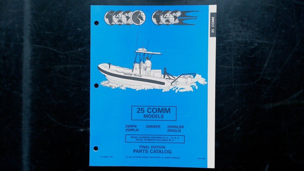 OMC 25 COMM Models Parts Catalog 1984 25RPN 25RPLN 25RWER 25RWLER