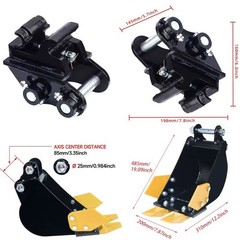 200mm Bucket & Quick Hitch, For 0.8-2Ton Mini Excavators, Free Shipping