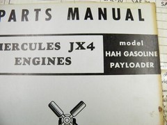 HERCULES JX4 GASOLINE ENGINE PARTS MANUAL AS USED IN HOUGH HAH PAYLOADER