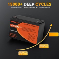 12V 100Ah LiFePO4 Lithium Battery 15000+ Deep Cycle For RV Marine Solar Off-grid