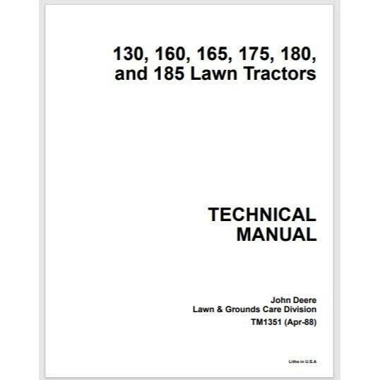1988 John Deere 130, 160, 165, 175, 180 and 185 Lawn Tractor Service Manual 292