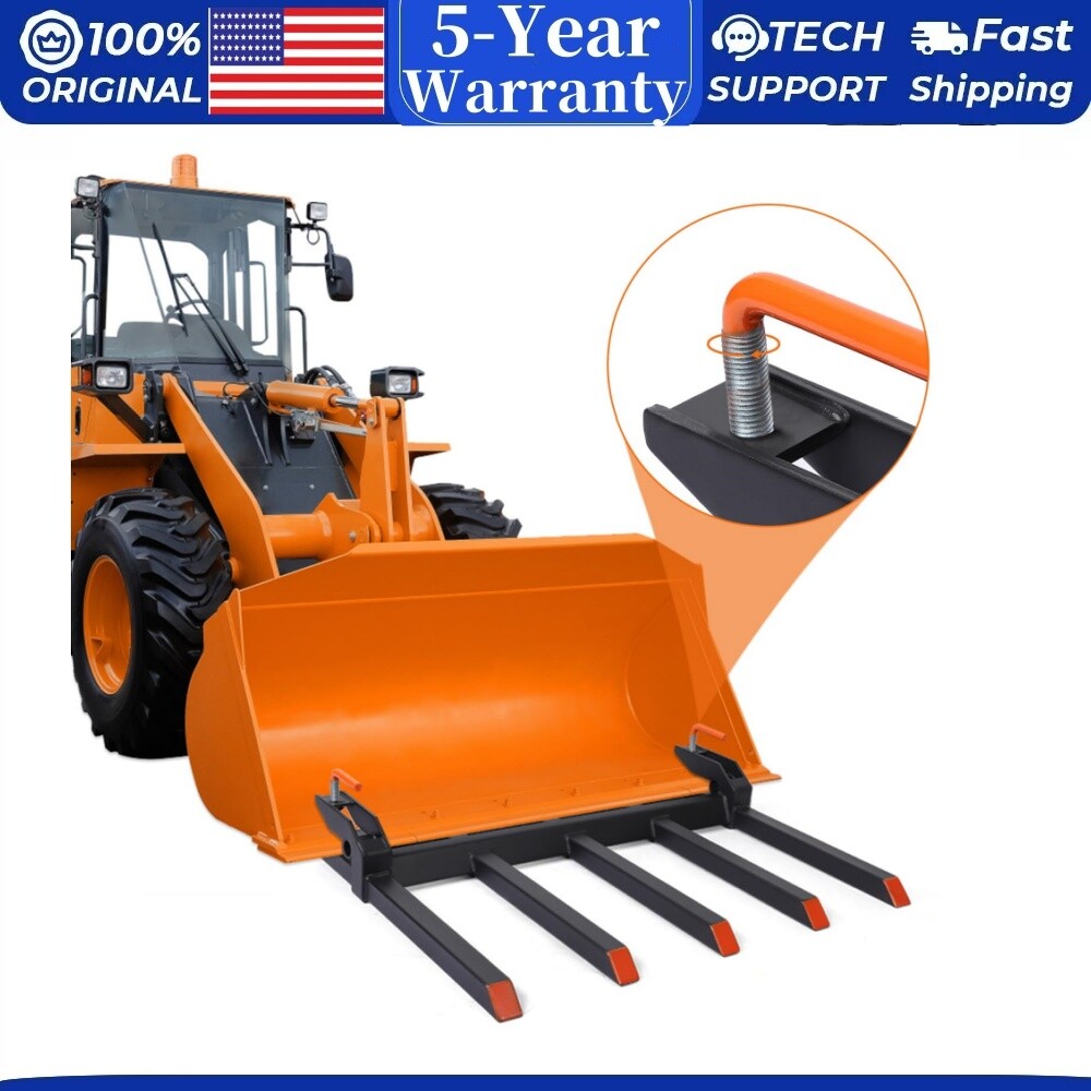 ✅48″ Clamp on Debris Forks to Bucket 2500 LBS Capacity 5 Fork Heavy Duty Clamp-O