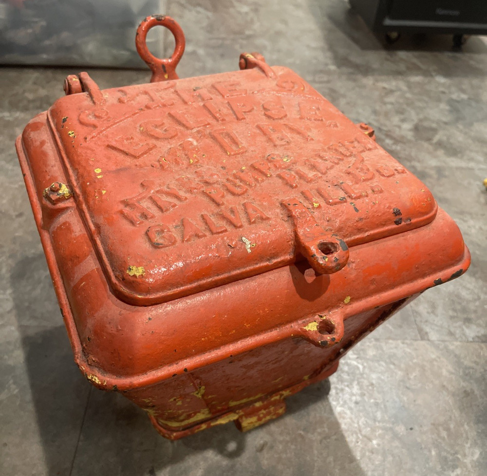 RARE 1890’s Eclipse Cast‑Iron Seed Hopper – Hayes Pump & Planter Co. Galva IL