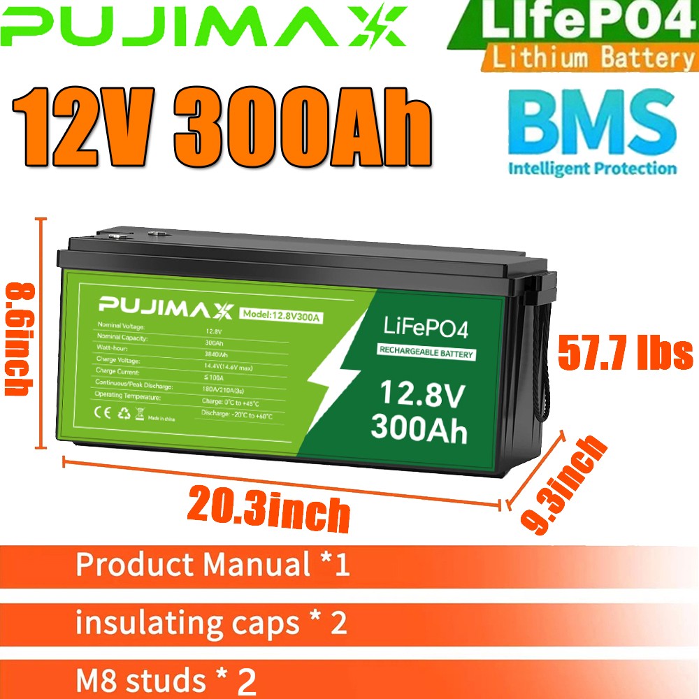 NEW 12V 300AH LiFePO4 Lithium Battery 15000 Deep Cycle BMS for Solar RV Off-grid