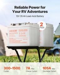 2 Pack 12V 35Ah Deep Cycle Battery, Sealed AGM Technology, Rechargeable Lead Aci