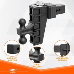 GWTAUTO 2.5″ Hitch 6″ Drop 2″ 2-5/16″ Balls Black
