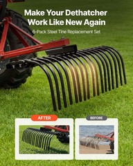 VEVOR 6 Pack Landscape Rock Rake Tines Replacement 1″ x 5/16″ Bolt-on Mount
