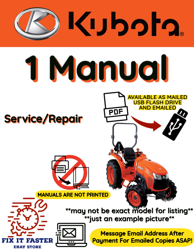 KUBOTA TRACTOR L4610DTGST SERVICE SHOP REPAIR MANUAL PDF ON USB NOT PRINTED