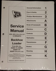 JCB 3CX, 4CX, 214, 214E, 215, 217 Service Repair Shop Manual – Part # 9803/3270