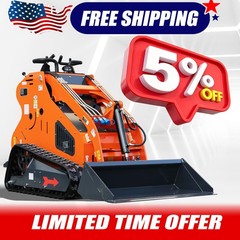 New 24HP Mini Skid Steer Loader 4-in-1 Bucket 3-Stage Pump Hydraulic System