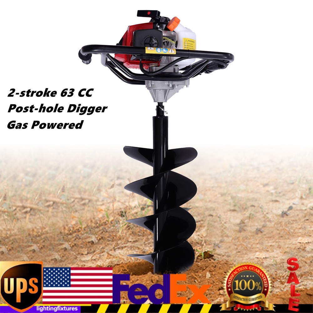 63CC 2-Stroke Gasoline Hole Digger, 3HP Lawn Drilling Machine, Post Hole Digger