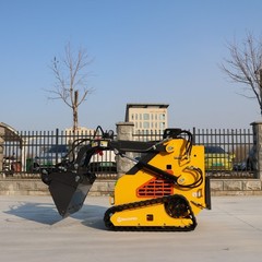 24HP Mini Skid Steer Loader Tracked 3-Pumps Engine w/ Bucket, Fork, Grapple
