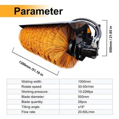 51” Snow Cleaner Angle Broom Sweerper Snow Brush Fit Toro Dingo Mini Skid Steer