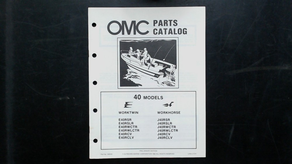 OMC Workhorse Worktwin Parts Catalog 393500 1982 40 Models Outboard
