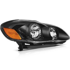 Toyota Corolla 03-08 Headlight Assembly Black Housing Amber Reflector Clear Lens