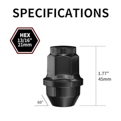 24pcs Lug Nuts for F150 One-Piece OEM M14x1.5 Black 24PCS-2015-2025 F150