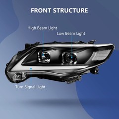 LED DRL Projector Headlight Assembly w Turn Signal 2011-2013 Toyota Corolla Pair