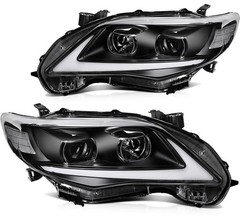 LED DRL Projector Headlight Assembly w Turn Signal 2011-2013 Toyota Corolla Pair