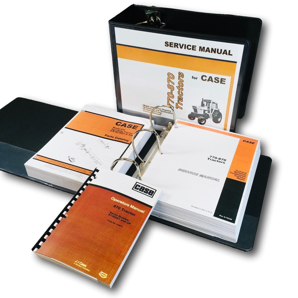 Case 870 Tractor Service Manual Parts Catalog Operators Owners Set SN 8736001-Up